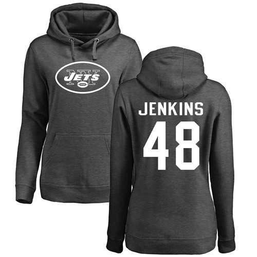 New York Jets Ash Women Jordan Jenkins One Color NFL Football #48 Pullover Hoodie Sweatshirts->women nfl jersey->Women Jersey
